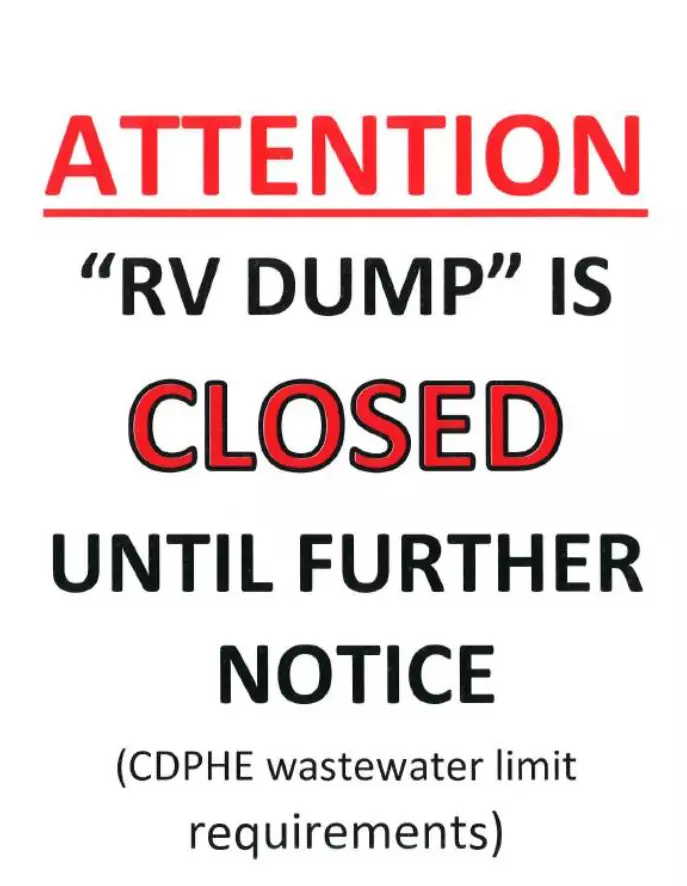 RV dump closed summer 2023 AD